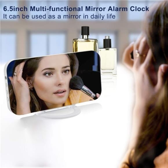 Digital Clock Large Display, LED Electric Alarm Clocks Mirror Surface for Makeup - Picture 2 of 5